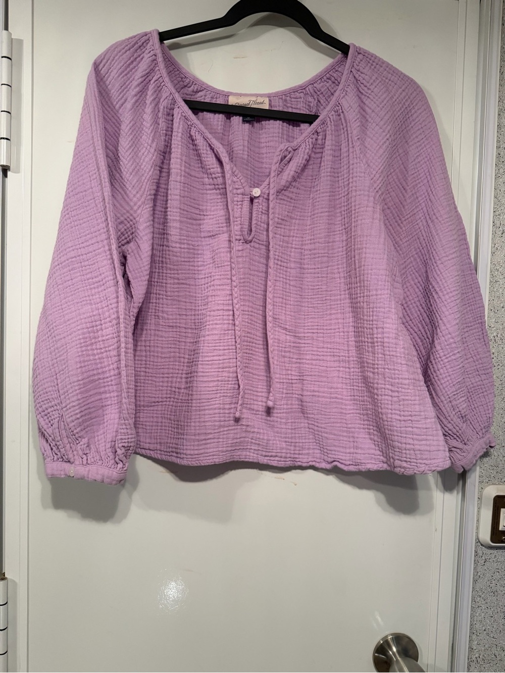 Universal Thread Lavender Gauze Peasant Top